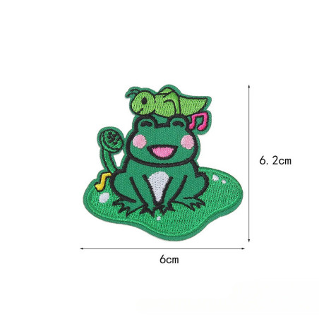 Cute Frog & Cricket Iron-On Patch | Embroidered Nature Gift