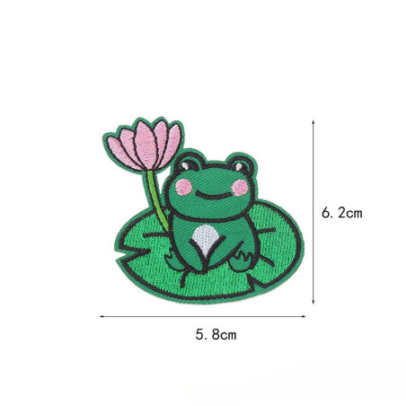 Écusson Thermocollant Grenouille Mignonne sur Nénuphar
