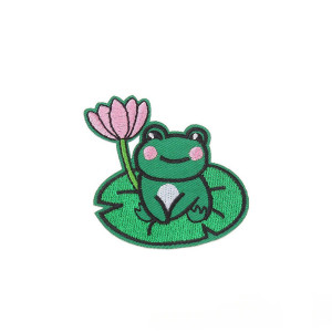 Écusson Thermocollant Grenouille Mignonne sur Nénuphar