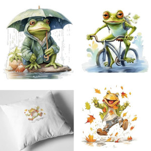 Cute Frog Iron-On Patches | Set of 9 for DIY T-Shirts & Gifts