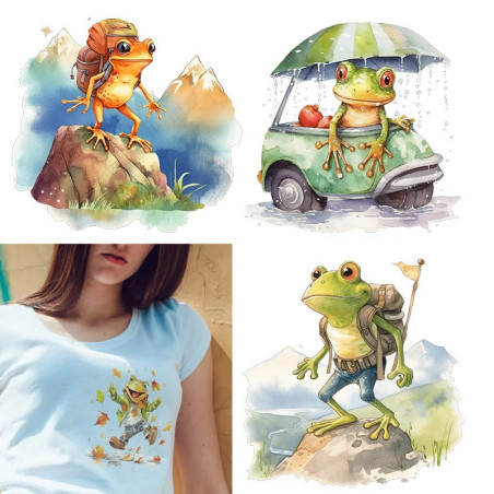 Cute Frog Iron-On Patches | Set of 9 for DIY T-Shirts & Gifts