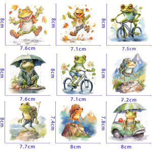 Cute Frog Iron-On Patches | Set of 9 for DIY T-Shirts & Gifts