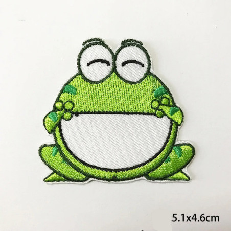 Funny Frog Embroidered Patch | Cute Iron-On Applique Gift