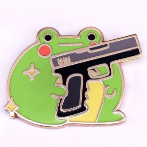 Funny Frog with Gun Iron-On Patch | Cute Rebel Accessory Gift