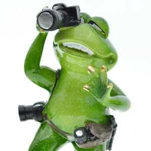 Figurine Grenouille Voyageuse | Statue Grenouille Photographe