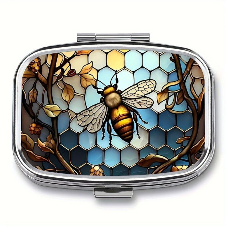 Pilulier Abeille Design Vitrail | Boîte de Voyage Originale