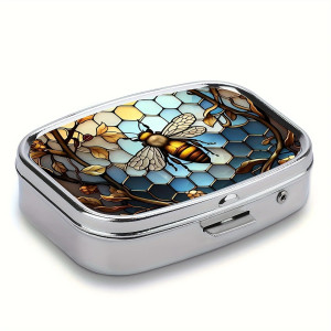 Cute Bee Pill Box with Stained Glass Design | Unique Travel Case