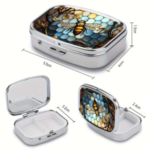 Cute Bee Pill Box with Stained Glass Design | Unique Travel Case