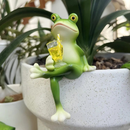 Figurine Grenouille Cocktail Amusante | Déco Jardin & Intérieur