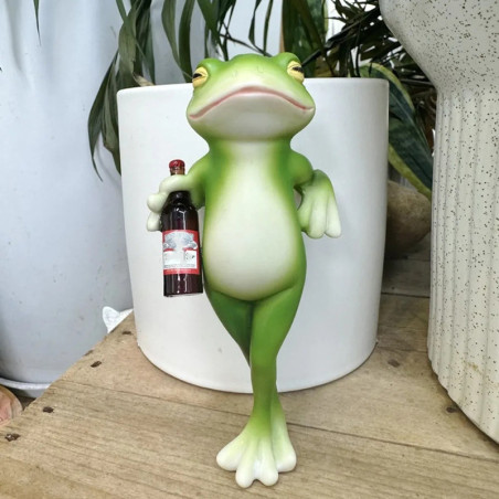 Funny Beer Frog Figurine | Unique Happy Hour Home Decor Gift