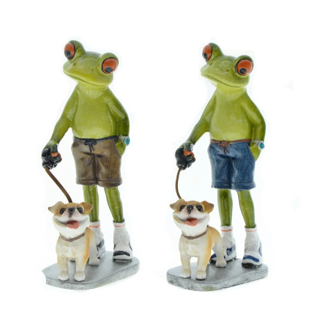 Figurine Grenouille & Chien Mignonne | Déco Animaux Amusante