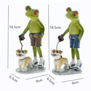 Figurine Grenouille & Chien Mignonne | Déco Animaux Amusante
