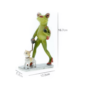 Figurine Grenouille Élégante avec Chien | Déco Amusante