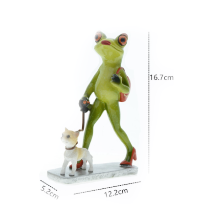 Figurine Grenouille Élégante avec Chien | Déco Amusante
