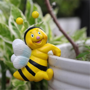 Accroche-Pots Abeilles Amusantes - Lot de 2 Figurines Jardin