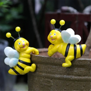 Accroche-Pots Abeilles Amusantes - Lot de 2 Figurines Jardin