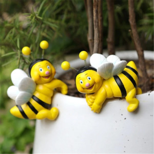 Accroche-Pots Abeilles Amusantes - Lot de 2 Figurines Jardin