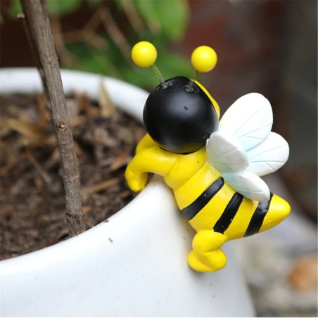 Accroche-Pots Abeilles Amusantes - Lot de 2 Figurines Jardin