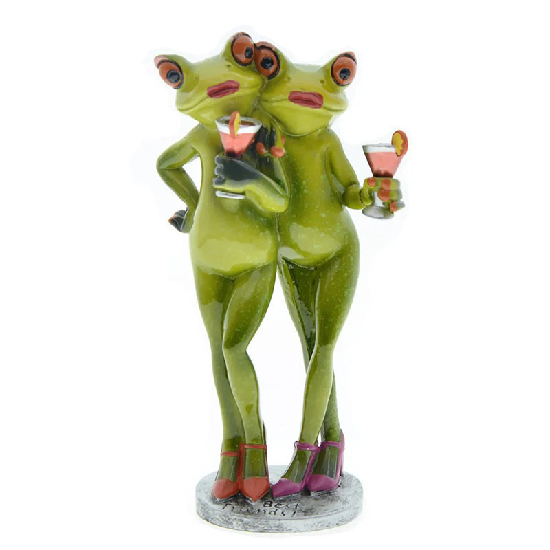 Funny Frog Best Friends Figurine | Cute Cocktail Decor Gift