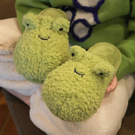 Chaussons Grenouille Mignons – Peluche Douce & Amusante