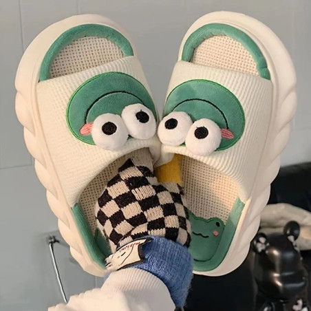 Chaussons Grenouille Mignons – Pantoufles 3D Douillettes