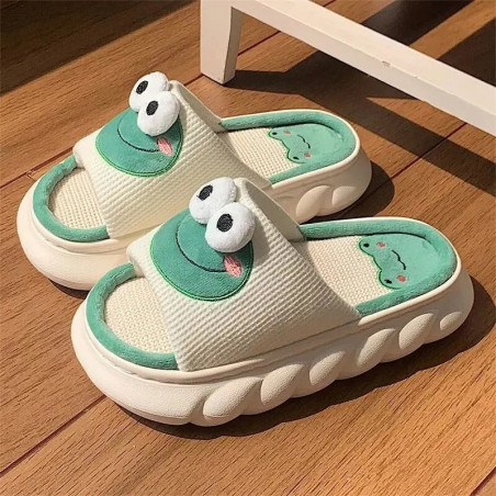 Chaussons Grenouille Mignons – Pantoufles 3D Douillettes