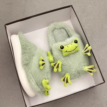 Chaussons Grenouille Peluche 3D Douillets | 1001 Abeilles