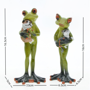 Figurine Grenouille Câlinant Chat & Chien | Déco Animaux