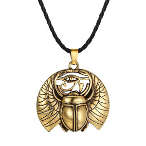Mystical Scarab Necklace – Protective Eye of Horus Pendant