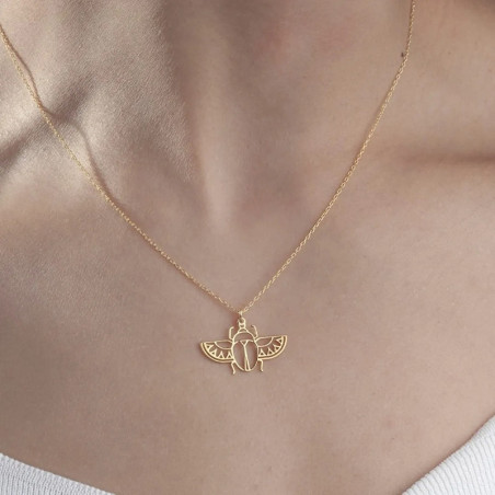 Collier Scarabée Ajouré | Or Solaire & Argent Lunaire