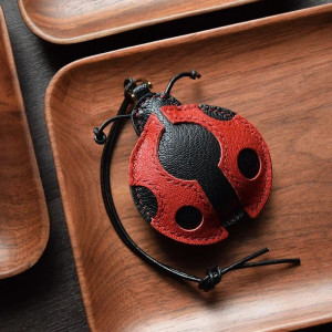 Porte-Clé Coccinelle Cuir Fait Main | Cadeau Porte-Bonheur