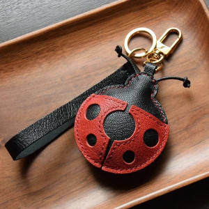 Porte-Clé Coccinelle Cuir Fait Main | Cadeau Porte-Bonheur