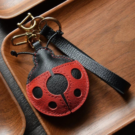 Porte-Clé Coccinelle Cuir Fait Main | Cadeau Porte-Bonheur