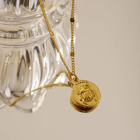 Collier Scarabée Solaire | Doré & Argenté en Acier Inoxydable