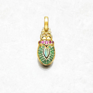 Egyptian Scarab Beetle Pendant | 925 Silver & Gemstones