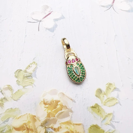 Pendentif Scarabée Égyptien | Argent 925 & Pierres Fines
