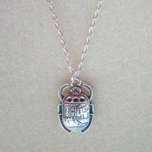 Collier Scarabée Égyptien | Bijou Vintage Hiéroglyphes