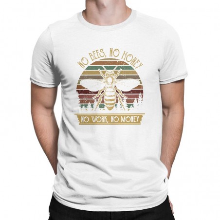 T-shirt Abeilles pour Homme No Bees, No Honey blanc