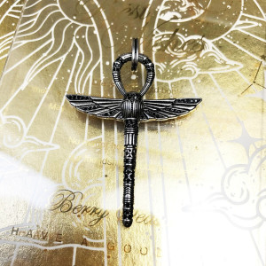 Pendentif Ankh Scarabée Argent 925 | Bijou Égyptien Unique