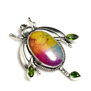 Pendentif Scarabée Énergétique en Quartz & Péridot | 1001 Abeilles