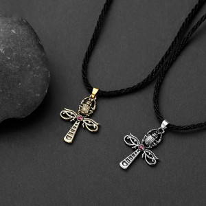 Pendentif Scarabée, Ankh & Œil d'Horus - Croix Égyptienne