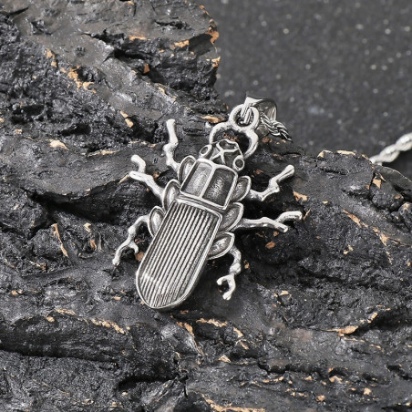 Collar Escarabajo Plata Bruta | Joya Minimalista y Simbólica