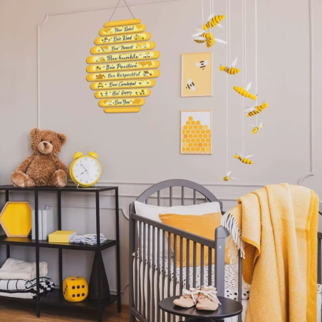 Décoration Murale Abeille 'Règles de la Ruche' en Bois