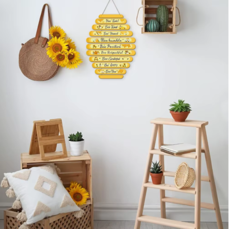 Décoration Murale Abeille 'Règles de la Ruche' en Bois