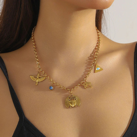 Unique Egyptian Scarab Necklace | Eye of Horus & Isis Gift