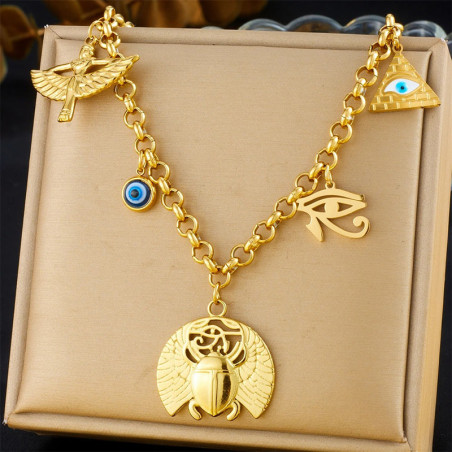 Collier Scarabée Égyptien | Talisman Unique & Porte-Bonheur
