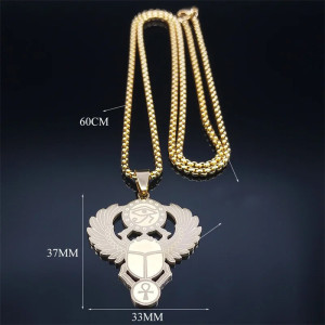 Collier Scarabée Ankh - Pendentif Égyptien en Acier Inox