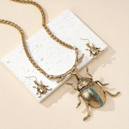 Collana Scarabeo Eleganza Reale – Set Dorato con Orecchini