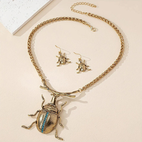 Collana Scarabeo Eleganza Reale – Set Dorato con Orecchini