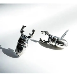 Boucles d'oreilles Scarabée Titan Uniques | Argent Vieilli